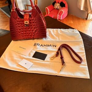 Brahmin Red Crocodile Embossed Women's Bag